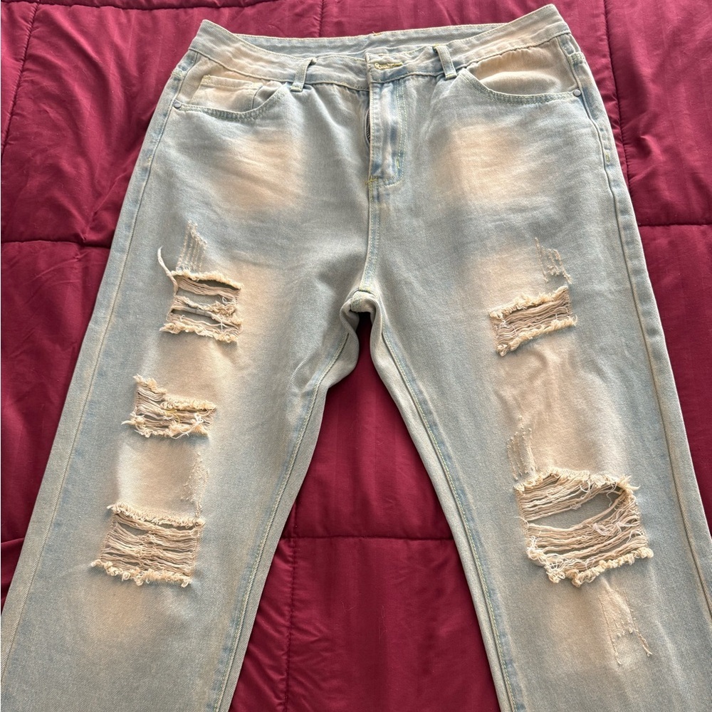 Distressed Light Blue Jeans